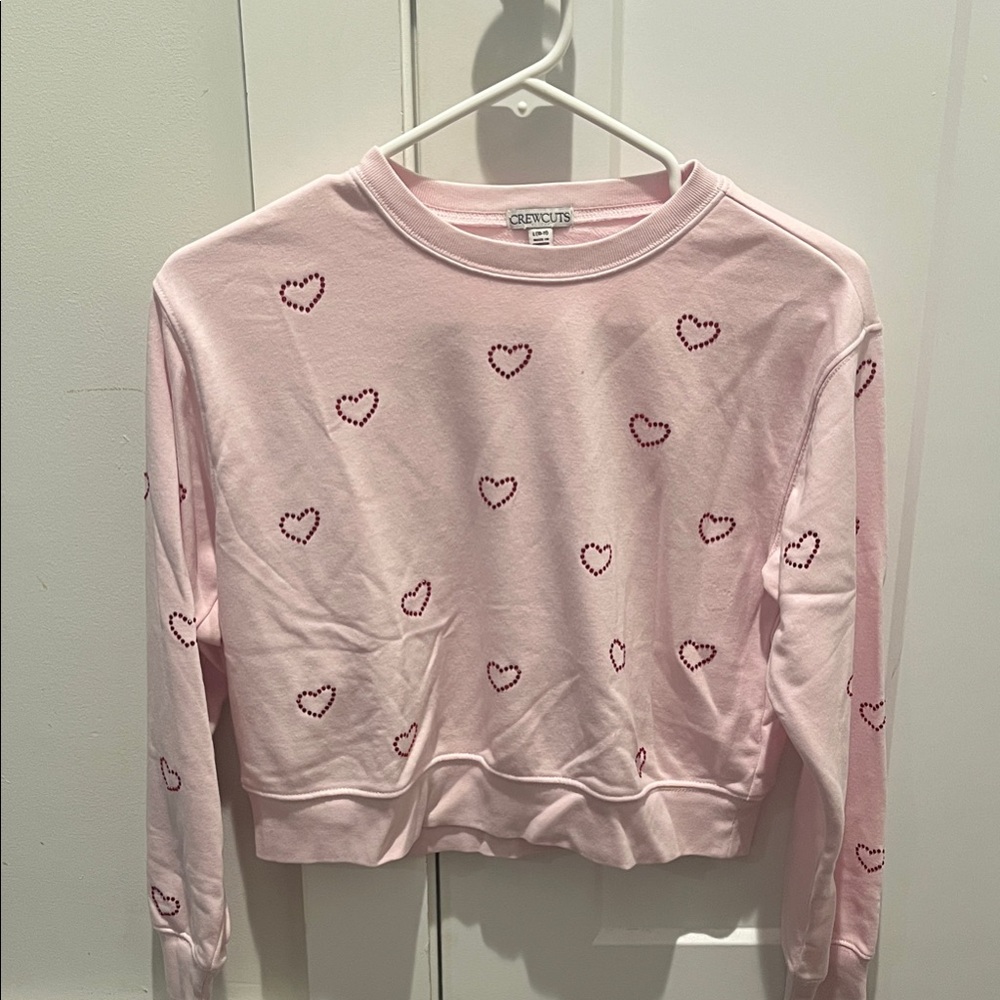Pink Crewcuts Sweatshirt with Heart Pattern